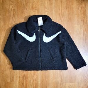 Nike Sportswear Swoosh Teddy Sherpa Jacket Black White Dunk Low Quilt Size M New